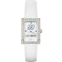 Carl Edwards #99 Women's Allure Watch with White Leather Strap