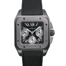 Cartier Men's Santos 100 Black Dial Watch W2020005