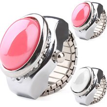 Case Elliptical Gem Metal Ring Watch