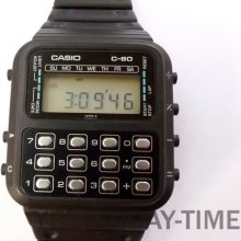 Casio C-60 1980's Japanese Multi Function Calculator Gents Quartz LCD Watch