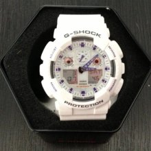 Casio G-shock Ga-100a-7a White, Analogic, Digital / Anti Magnetic, World Time.