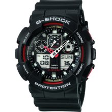 Casio G-shock Ga100-1a4 Men's Wrist Watch X-large Black & Red Ana Digi Authenti