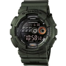 Casio G-Shock XL Super LED Digital Military Green Mens Watch GD100MS-3