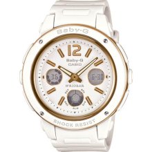 Casio Ladies Baby-G Digital-Analog White Dial Alarm Shock Resistant BGA151-7B