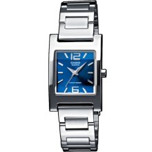 Casio Ltp-1283D-2A2ef Ladies Watch Quartz Analogue Blue Dial Silver Steel Strap