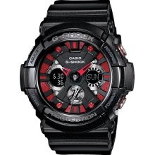 Casio Mens G-Shock Ana-Digi Resin Watch - Black Resin Strap - Black Dial - GA200SH-1A