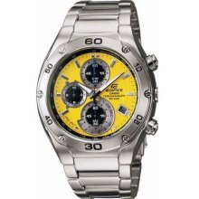 Casio Men's Yellow Dial Edifice Chronograph Link Bracelet Watch - Casio EF517D-9A