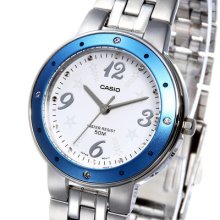 Casio Women's Ltp1318d-2a Silver Stainless Steel Quartz Analog Watch White Dial