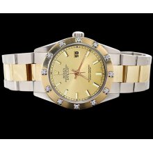 champagne stick dial datejust watch SS & gold oyster rolex