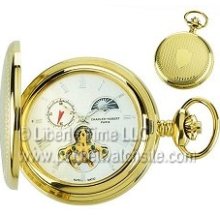 Charles-Hubert 3713G Stainless Steel Automatic 22 Jewel Pocket Watch