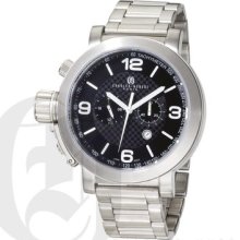 Charles Hubert Big Dial Watch Stainless Steel Chrono 3762 Retail $234.95