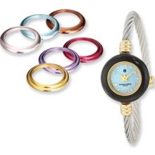 Charles Hubert Gld-pltd 7 Color Bezels Stnlss Stl Bangle Watch Xwa4304