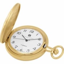 Charles-Hubert- Paris 3841-G Gold-Plated Mechanical Pocket Watch with Arabic Numerals and Plated Matte