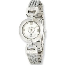 Charles Hubert Stnlss Stl Wire Bangle Silver Dial Watch Xwa4301