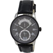 Charmex Men's Zermatt Retrograde Black Leather Strap Big Date Swiss Watch 2151