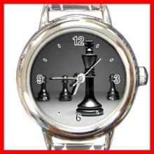 Chess King Checkmate Strategy Round Italian Charm Wrist Watch 671