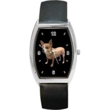 Chihuahua Barrel Watch Leather Mens Watch Custom Photo Watch