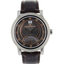 Christian Van Sant Watches Men's Flyback Rose Tone Dial Brown Leather