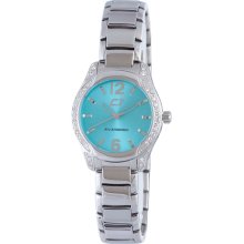 Chronotech Women's Aqua Dial Crystal Bezel Stainless Steel Watch