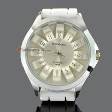 Chrysanthemum Shaped Metal Dial Design Quartz Unisex Wrist Watch-White