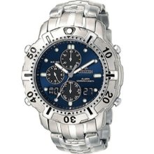 Citizen $375 Mens Blue Dial Chronograph Dual Alarm Sports Watch Jn3010-52l