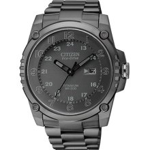 Citizen Bj8075-58e Mens Super Titanium Eco-drive Black Out Dial Watch