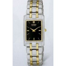 Citizen Eco Drive 2-tone Rectangular Dial Stiletto Watch With Black Dial