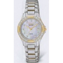 Citizen Eco Drive 2-tone Ladies` Dimaond Watch With 31 Diamonds