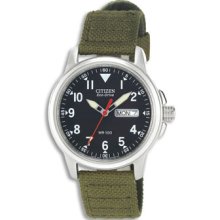 Citizen Eco-Drive Mens Canvas Strap Watch