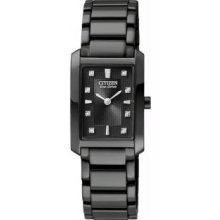 Citizen EX1077-51E Womens Black Stainless Steel Palidoro Eco-Drive Diamond Accented Black Dial