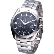 Citizen Gents Eco-drive Chronograph Titanium Watch Black Ca0021-53e Japan