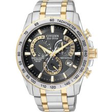 Citizen Men's Atomic Perpetual Cronograph At4004-52e Bnib 2 Tone Black Face F/s