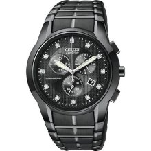 Citizen Men's Chronograph Eco-drive Diamonds Black Dial Watch