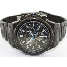 Citizen Perpetual Eco Drive Black Stainless Chronograph Mens Watch Bl5435-58e