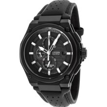 Citizen Watches Men's Chronograph Black Dial Black Genuine Leather Bla