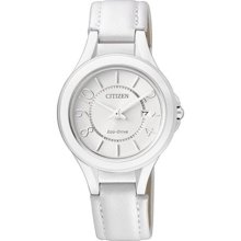 Citizen Women's Eco-Drive FE1020-11B White Leather Eco-Drive Watc ...