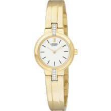 Citizen Womens Gold-Tone Crystal-Accent Watch