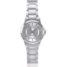 Clinton Lady`s Brushed & Polished Metal Bracelet Watch W/Silver Dial