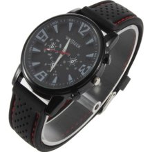 Cool Military Silicone Men Outdoor Sport Wrist Watch Black/white Surface