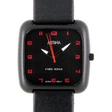 Cool Square Shape Dial PU Leather Band Men's Wrist Watch (Black)