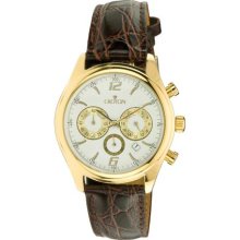 Croton CC311236BGDW Men's White Dial Leather Strap Watch