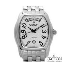 Croton Men's Curved Rectangular Swiss Automatic White Dial Watch Cr307915ssbk