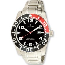 Croton Mens Stainless Steel Black/Red Dial Quartz Watch XWA3173