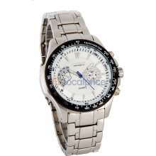 CURREN 8020 Men's Round Dial White Stainless Steel Strap Watch (White)