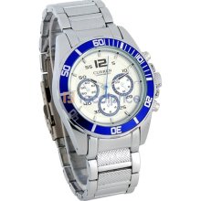 CURREN 8073 Round Dial Steel Band Men's Wrist Watch (White)