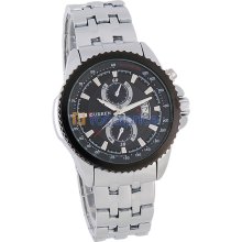 CURREN High Quality Stainless Steel Men's Analog Watch with Date Display (Black)