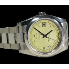 Date just champagne roman dial watch mens rolex watch oyster bracelet datejust