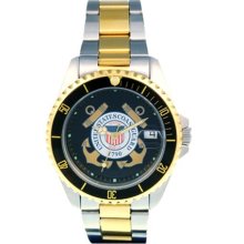 Del Mar U.s. Coast Guard Waterproof Watch With Two Tone Stainless Steel Band