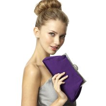 Dessy Dupioni Trapezoid Clutch with Jeweled Clasp in Majestic - Women'