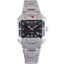 Diadora Woman's Black Dial Stainless Steel Date Watch